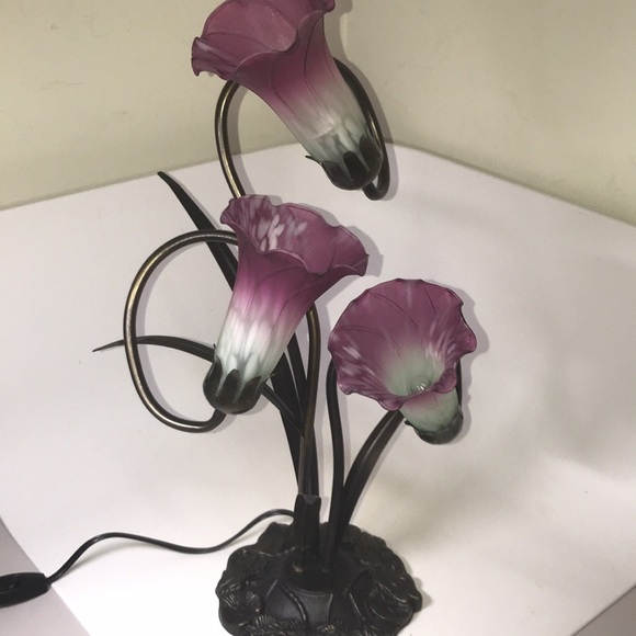 Fuchsia Tulip Glass &  Bronze Dragonfly Tiffany Vintage Lamp New (TL4352e)LLF - Picture 6 of 7